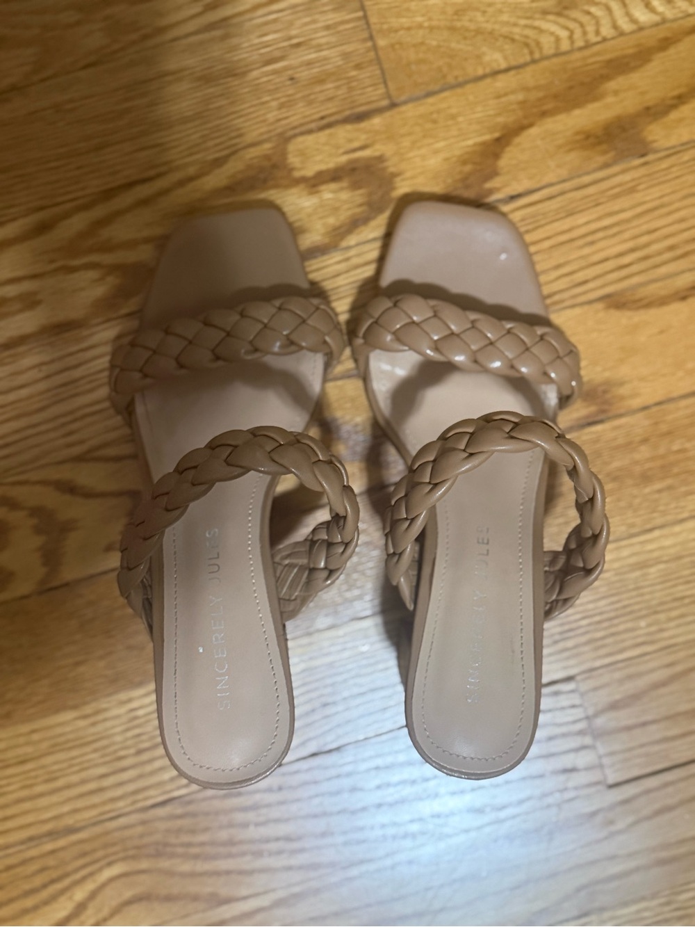 Sincerly Jules Braided Double-Strap Slide Sandals - Tan